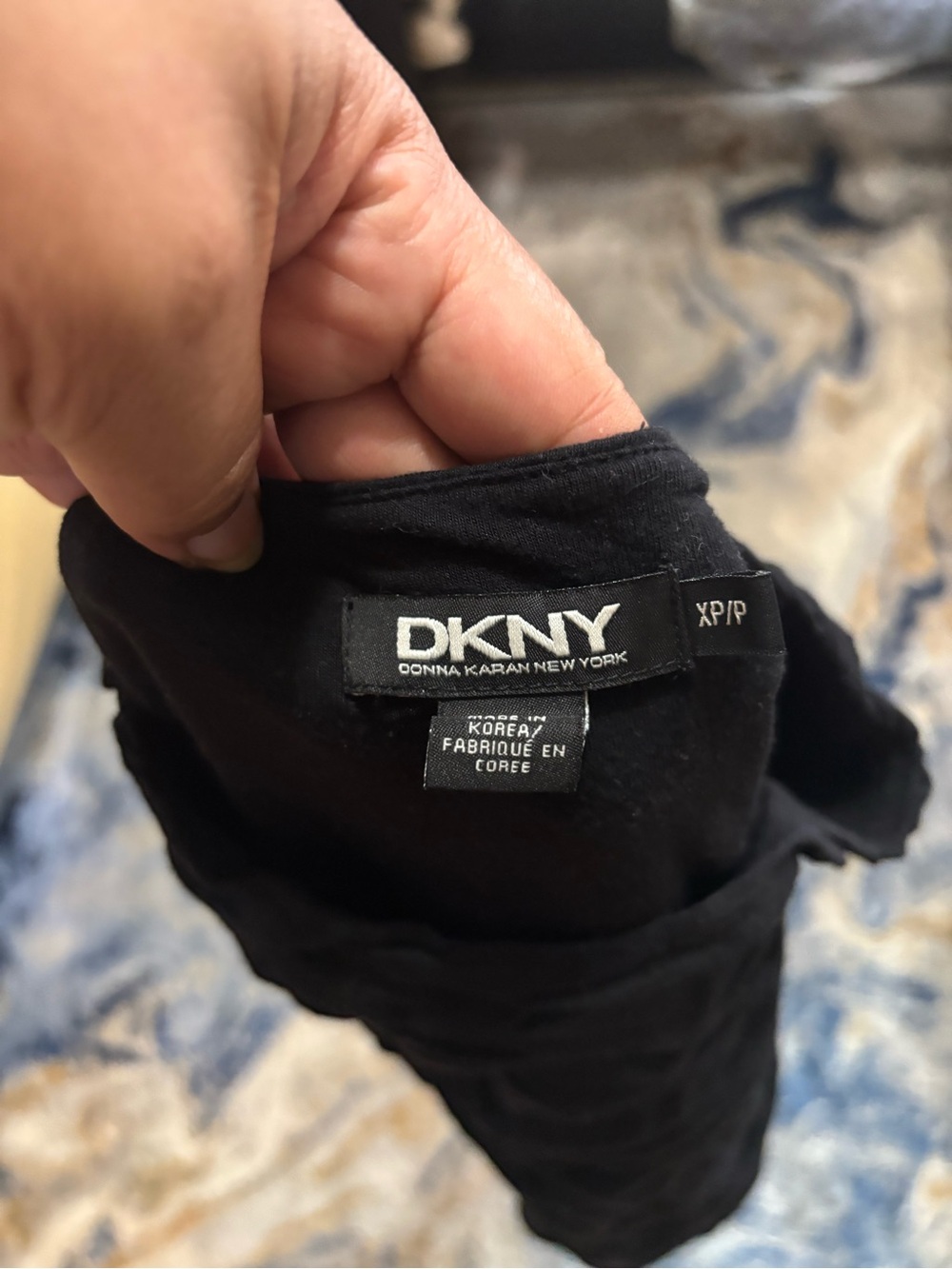 DKNY Black Long-Sleeve Ruffle Front Tee - Picture 2 of 6